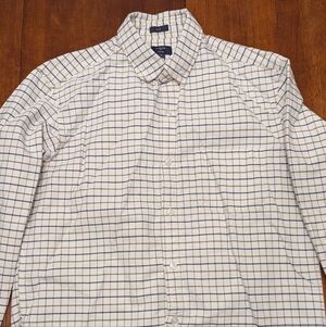 J. Crew White, Blue, and Green Plaid Shirt